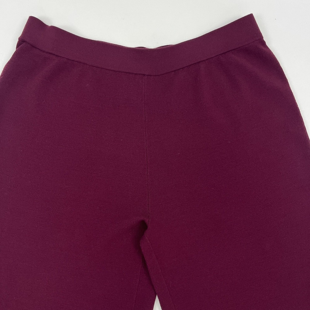 Ann Taylor Thick Knit Crop Pants Maroon Merlot Pull On - Picture 2 of 12